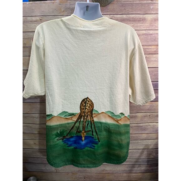 Vintage 90s Signal Sport Africa Giraffe Button up shirt Large USA Single Stitch - Picture 2 of 10